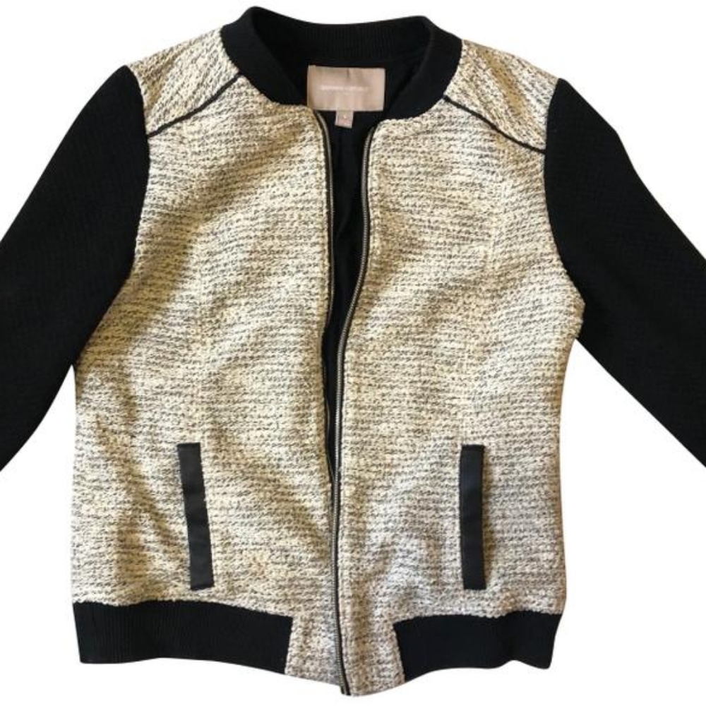 Banana Republic White/silver/Black Bomber Jacket